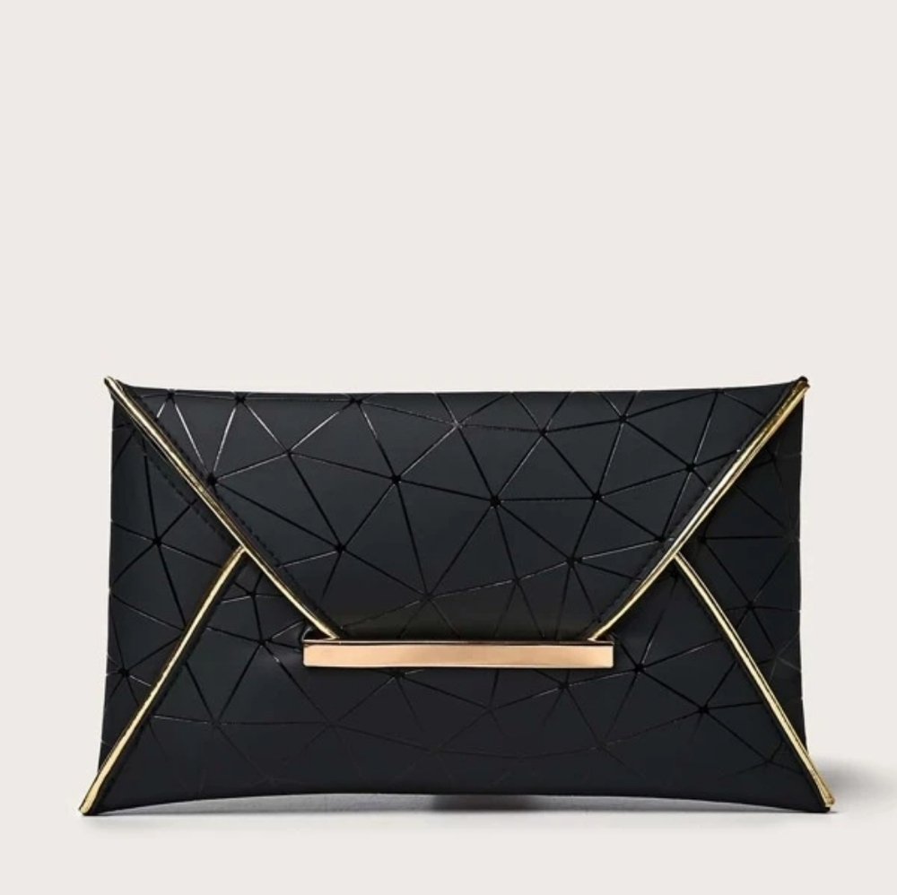 NEW! Geometric Black Clutch Bag